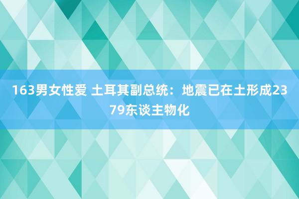 163男女性爱 土耳其副总统：地震已在土形成2379东谈主物化