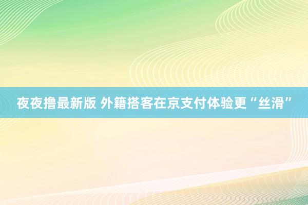 夜夜撸最新版 外籍搭客在京支付体验更“丝滑”