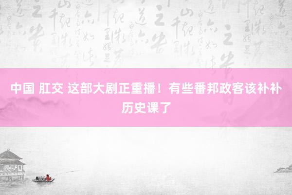 中国 肛交 这部大剧正重播！有些番邦政客该补补历史课了