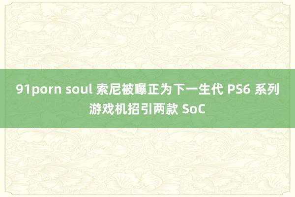 91porn soul 索尼被曝正为下一生代 PS6 系列游戏机招引两款 SoC